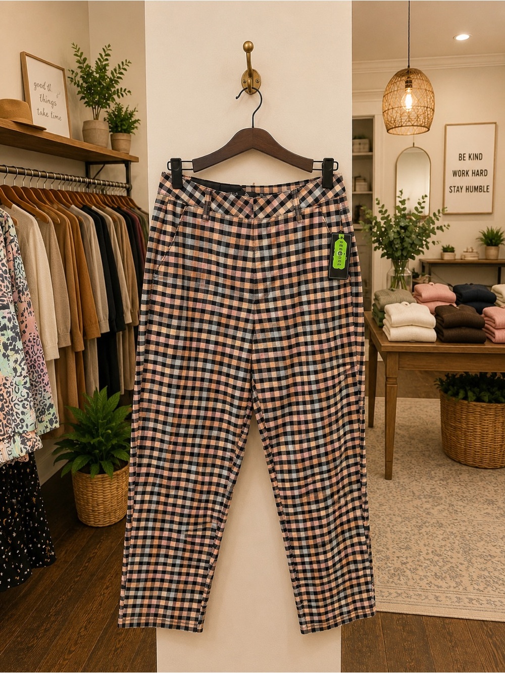 Volcom Frochickie High Rise Plaid Ankle Pants NWT Stretch Women’s